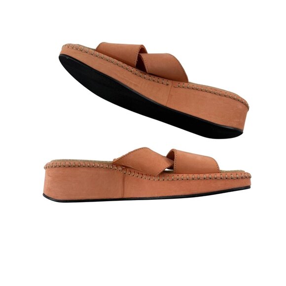 Marina Luna Women's Orange Slide Sandals Size 8 Leather - Picture 7 of 9